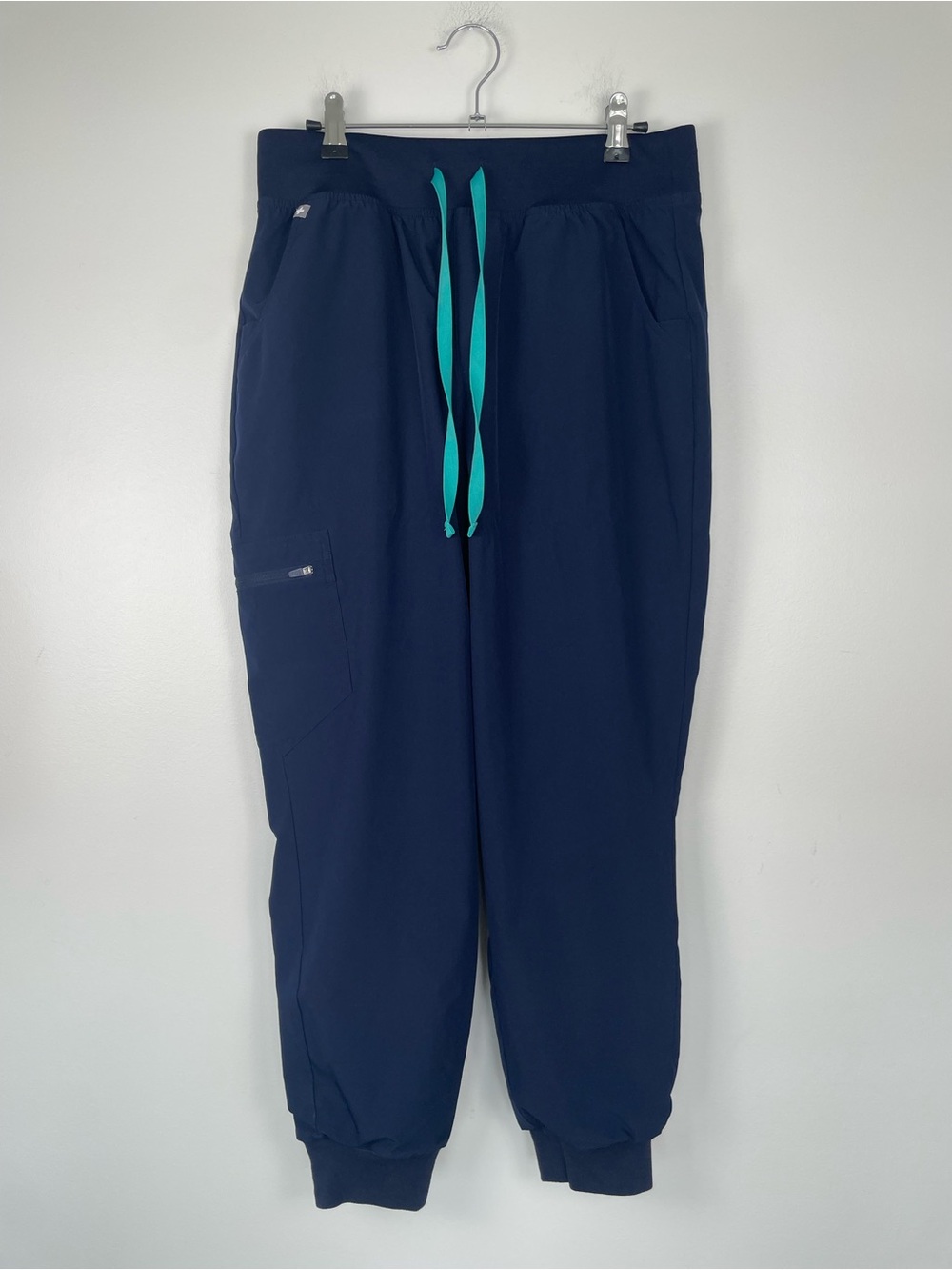 Figs Navy Jogger Track Pants with Teal Drawstrings